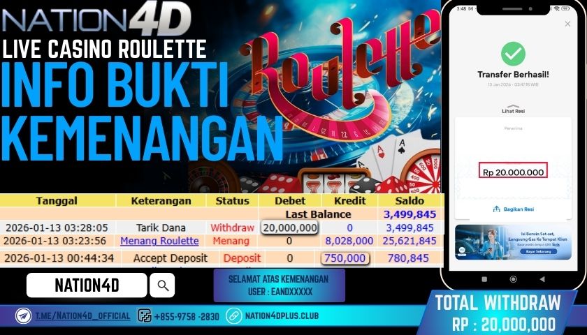 LIVE CASINO ROULETTE RP.20,000,000 LUNAS!