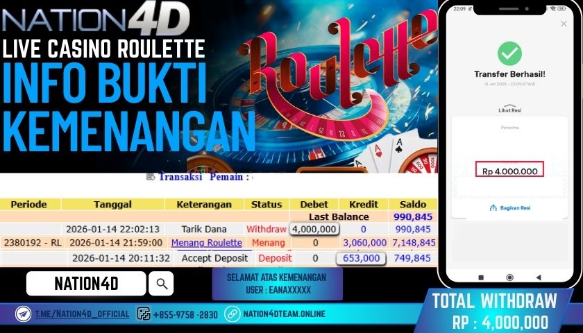 LIVE-CASINO-ROULETTE-RP. 4.000.000 LUNAS