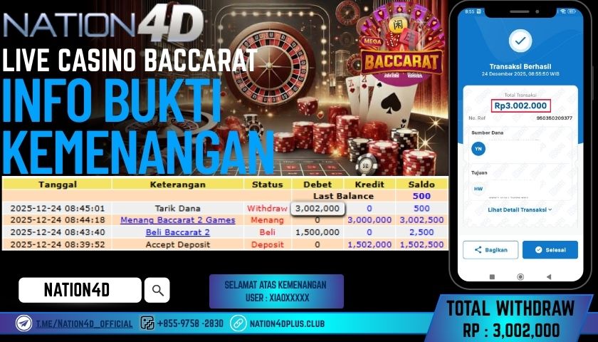NATION4D -LIVE CASINO BACCARAT RP.3.002.000 LUNAS!