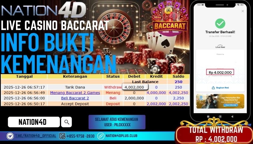 NATION4D -LIVE CASINO BACCARAT RP.4.002.000 LUNAS!