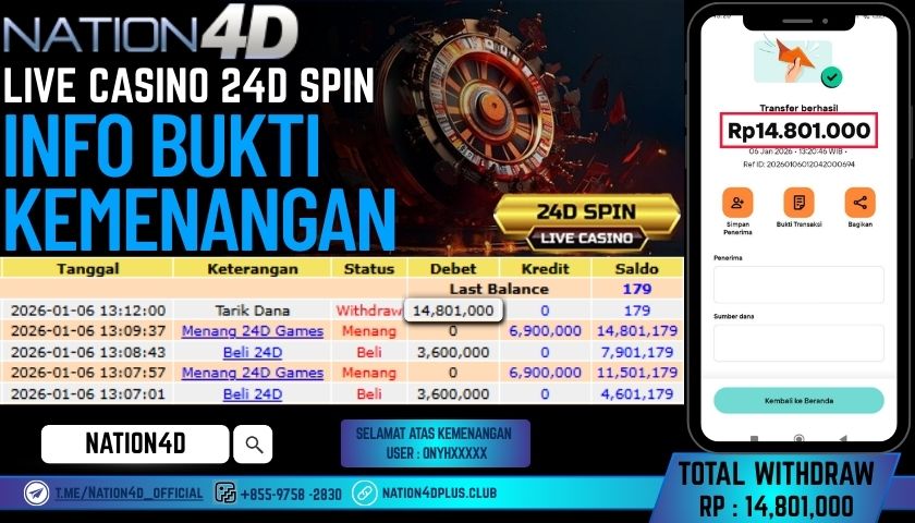 NATION4D-LIVE CASINO 24D SPIN RP.14,801,000 LUNAS!