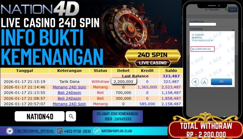 NATION4D-LIVE-CASINO-24D SPIN-RP. 2,200,000 LUNAS