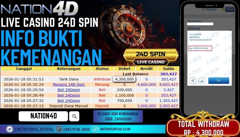 NATION4D-LIVE-CASINO-24D SPIN-RP. 4,300,000 LUNAS