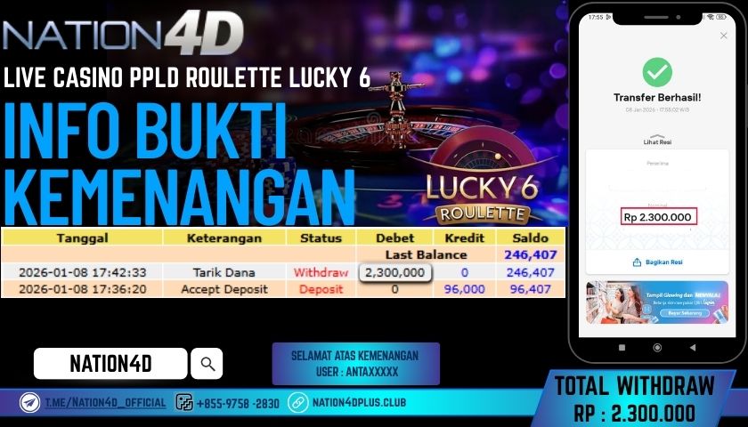 NATION4D-LIVE CASINO PPLD ROULETTE LUCKY 6RP.2,300,000 LUNAS!