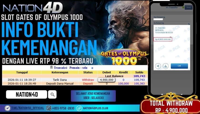 NATION4D -SLOT GATES OF OLYMPUS 1000 RP.4,900,000  LUNAS!