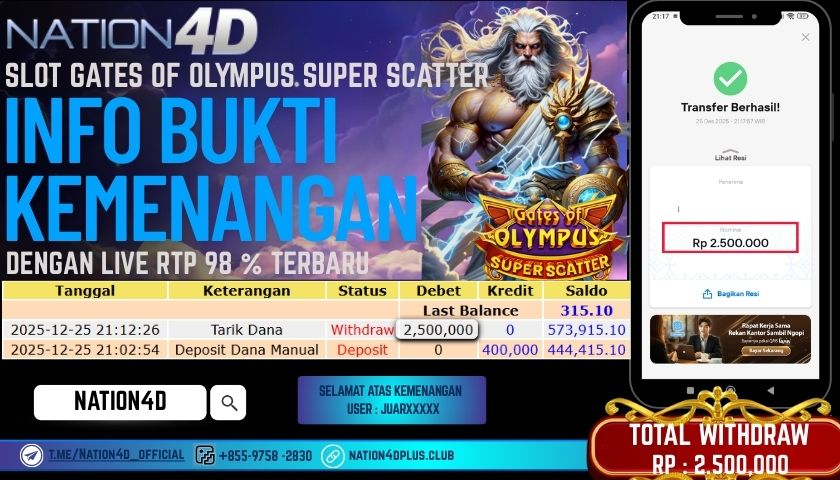 NATION4D -SLOT GATES OF OLYMPUS SUPER SCATTER  RP.2.500.000 LUNAS!