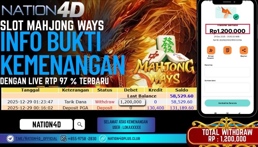 NATION4D -SLOT PG MAHJONG WAYS RP.1,200,000 LUNAS!