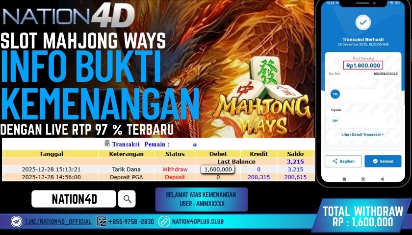 NATION4D -SLOT PG MAHJONG WAYS RP.1,600,000 LUNAS!