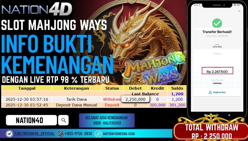 NATION4D -SLOT PG MAHJONG WAYS RP.2.250.000 LUNAS!