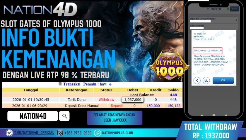 NATION4D-SLOT GATES OF OLYMPUS 1000 RP.1,937,000 – LUNAS