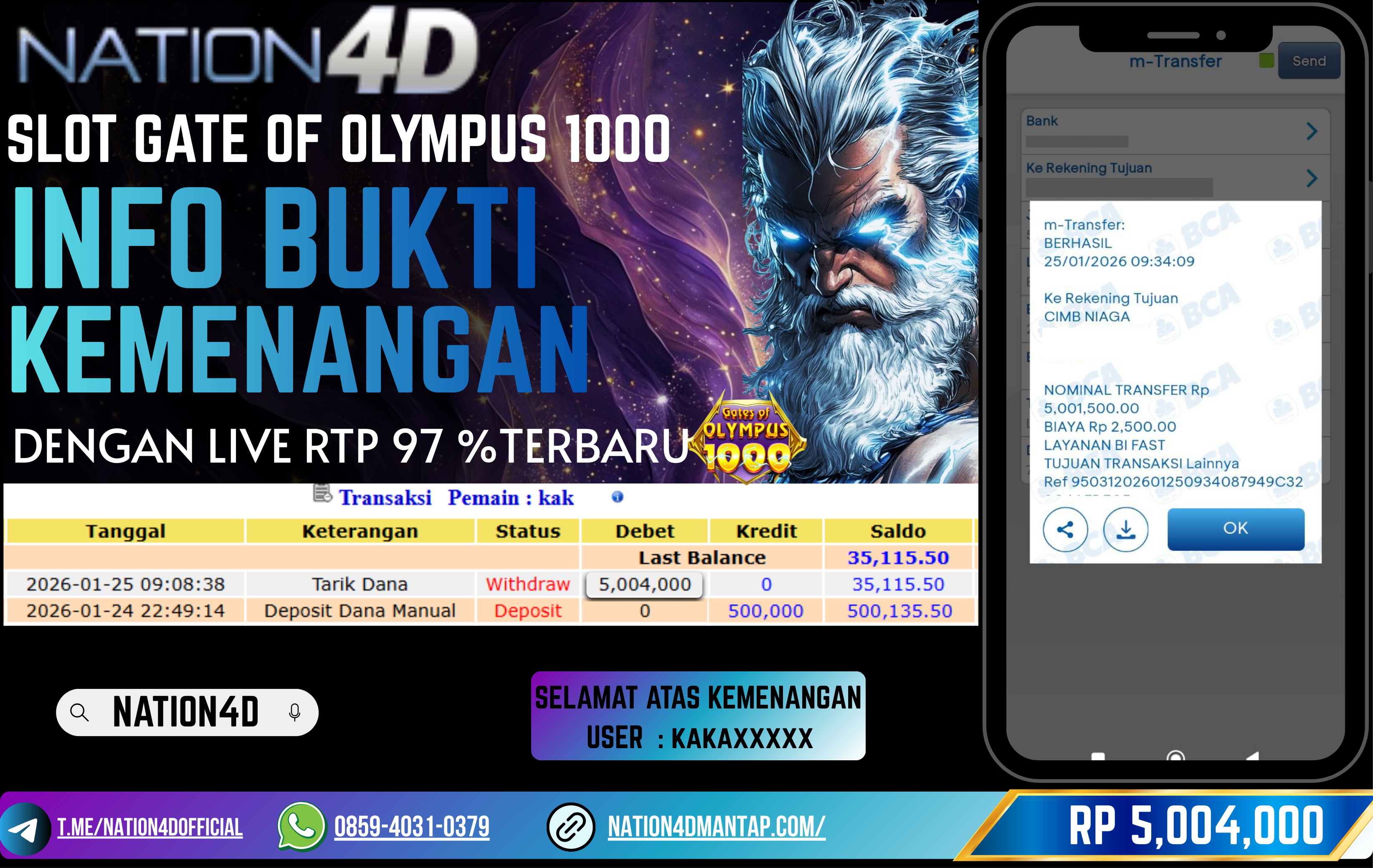 NATION4D SLOT GATES OF OLYMPUS 1000 RP. 5,004,000– LUNASl