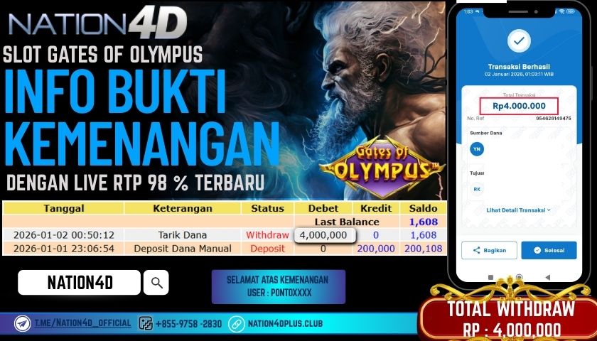 NATION4D-SLOT GATES OF OLYMPUS RP.4,000,000 – LUNAS