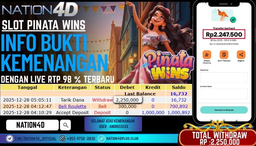 NATION4D-SLOT PINATA WINS RP.2,250,000– LUNAS