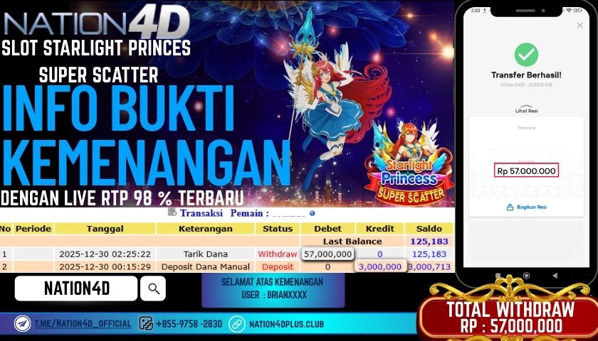 NATION4D-SLOT STARLIGHT PRINCESS SUPER SCATTER RP.57.,000,000– LUNAS