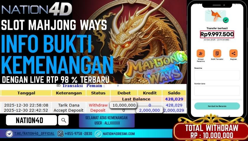 NATION4D SLOT- MAHJONG WAYS -RP-10,000,000-LUNAS