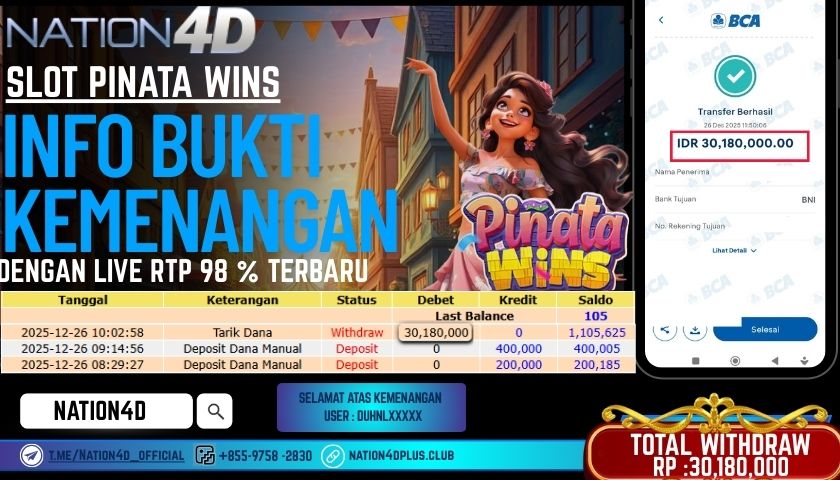 NATION4D-SLOT PINATA WINS RP.30,180,000– LUNAS