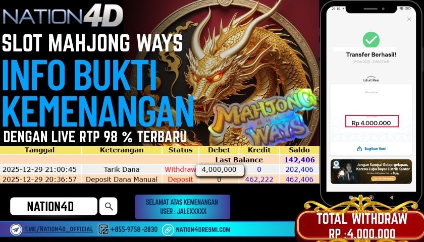 NATION4D -SLOT PG MAHJONG WAYS RP.4.000.000 LUNAS!