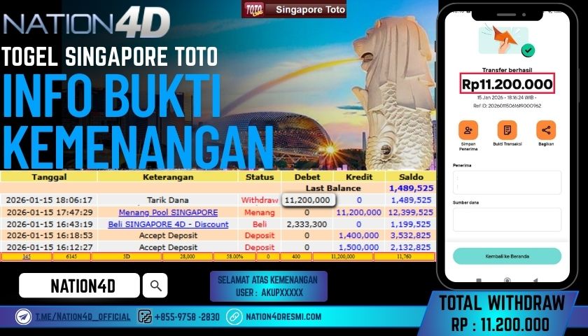 NATION4D- TOGEL SINGAPORE TOTO RP .11,200,000LUNAS!
